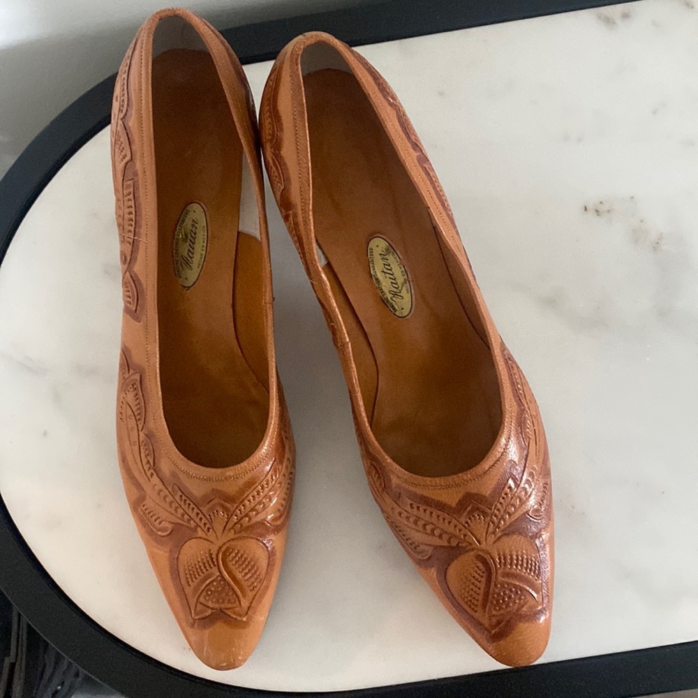 Mexican leather tooled heels